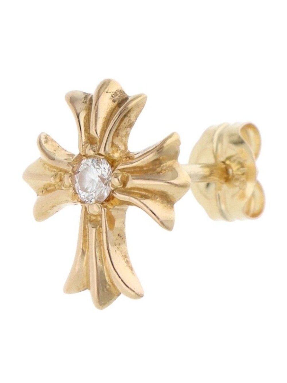 Chrome Hearts 22k No2 CH Dia 22k CH Cross Stud Gold Earrings